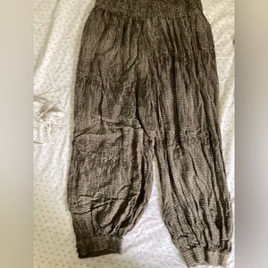 wide leg green printed pants